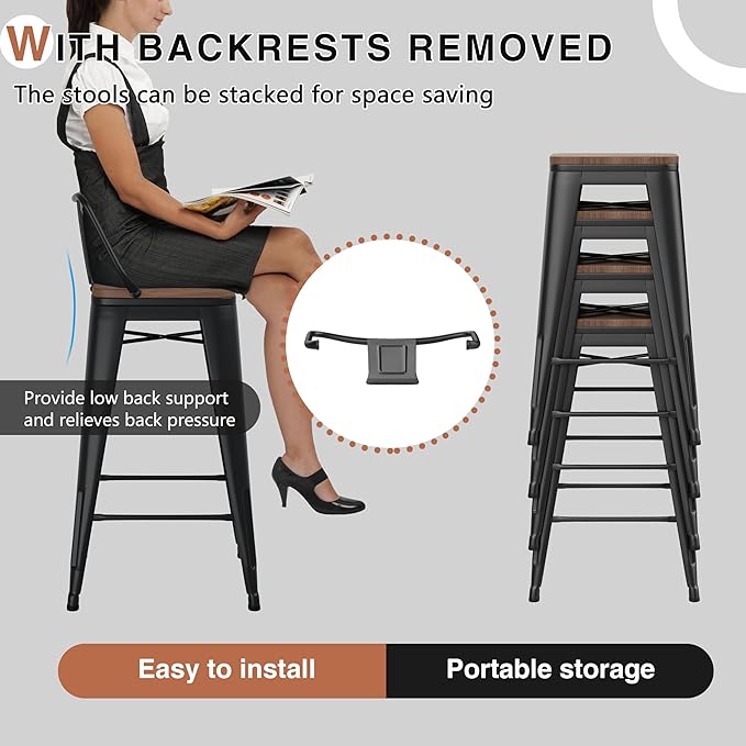 24 Inch Swivel Bar Stools Set of 2 - Image 4