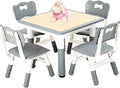FUNLIO Kids Table and 4 Chairs Set, Height Adjustable Toddler Table and Chair by FUNLIO