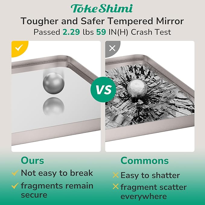 TokeShimi Brushed Nickel Vanity Mirror 60x36, Bathroom Mirror Framed Aluminum - Image 5