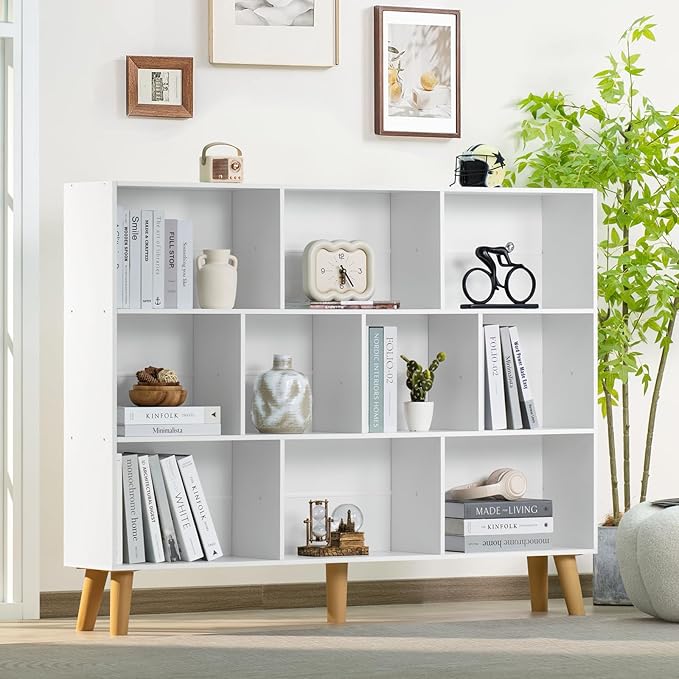 YAHARBO 10 Cube Large Bookshelf, 3 Tier Bookcase - Image 4