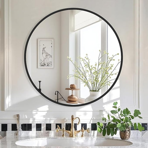 22 Inch Black Round Circle Mirror - Image 2