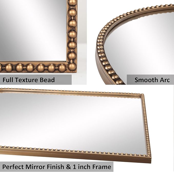 Antique Gold 24"x36" Arched Wall Mirror - Image 3