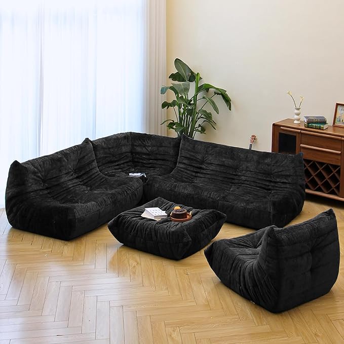 N&V Fireside Chair, Mid Century Armless Floor Sofa, Soft Premium Chenille Floor - Image 4