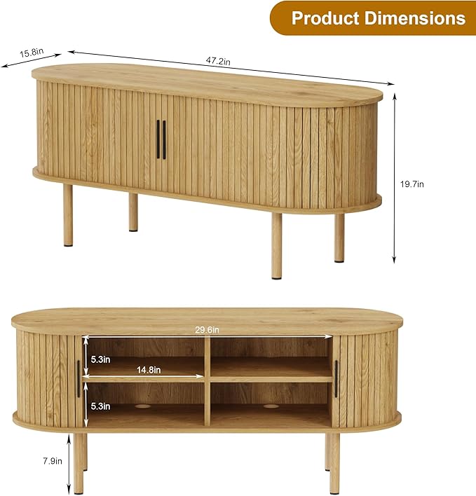 GarveeHome 47.2" TV Stand, Modern TV Console Table - Image 2