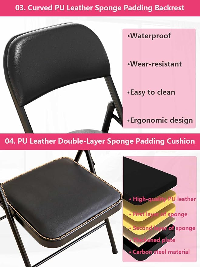 Black Padded Folding Chairs - Image 4