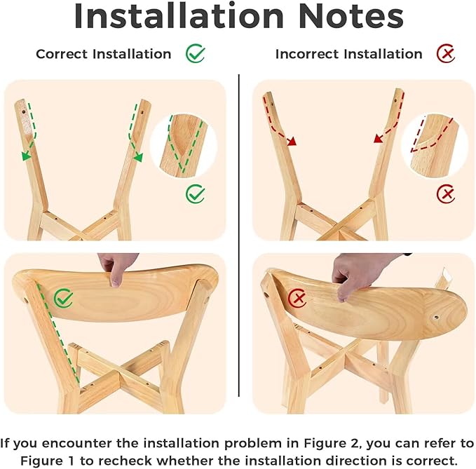 DELAVIN Soild Wood Dining Chairs Set of 6, Mid Century Oak Wood Kitchen Chairs - Image 4
