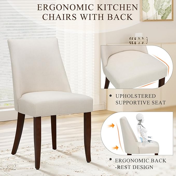 COLAMY Upholstered Dining Chairs Set of 2, Mid Century Modern Kitchen Chairs - Image 4