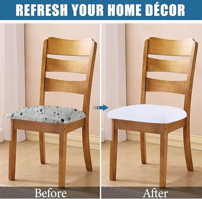 Smiry Velvet Seat Covers for Dining Room Chair Set of 6, Stretch Fit Removable - Image 5