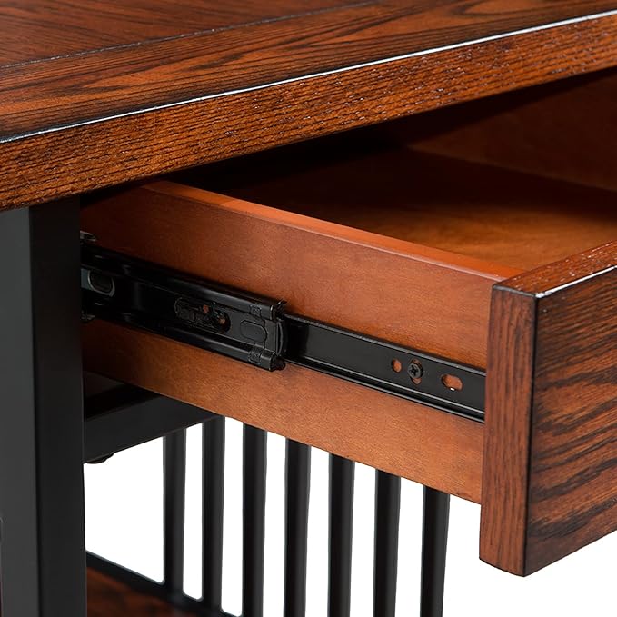 Leick Home Ironcraft Coffee Table, Solid Wood, 2 Drawers, 1 Display Shelf - Image 7