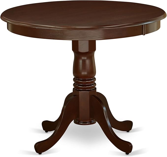 East West Furniture ANGR5-MAH-W 5 Piece Dining Room Table Set Includes a Round - Image 3