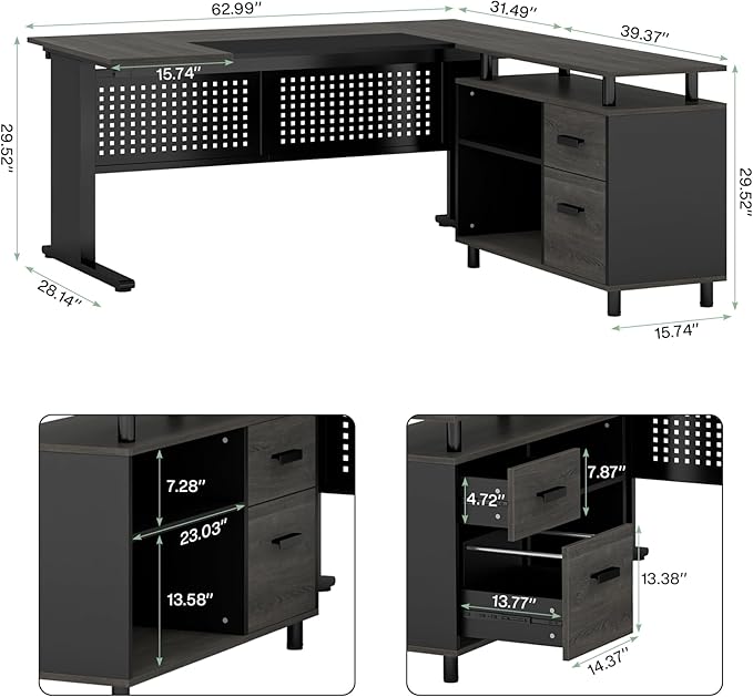 Tribesigns 63 Inch Executive Desk - Image 2