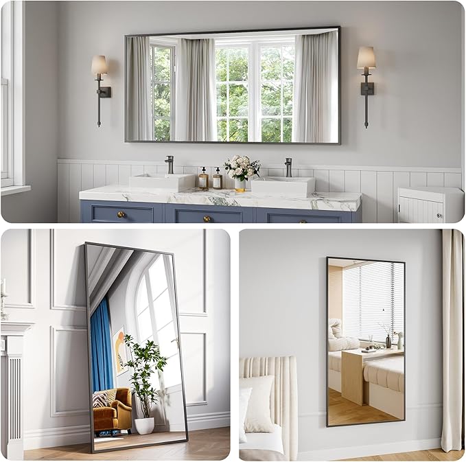 Bathroom Mirror 30x60 Black Bathroom Wall-Mounted Mirrors, Modern Vanity Mirror - Image 4