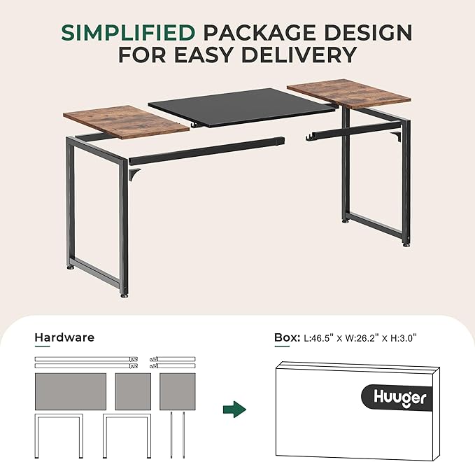 Huuger Computer Desk, 63 Inch Office Desk, Gaming Desk Writing Desk, Work Desk - Image 8