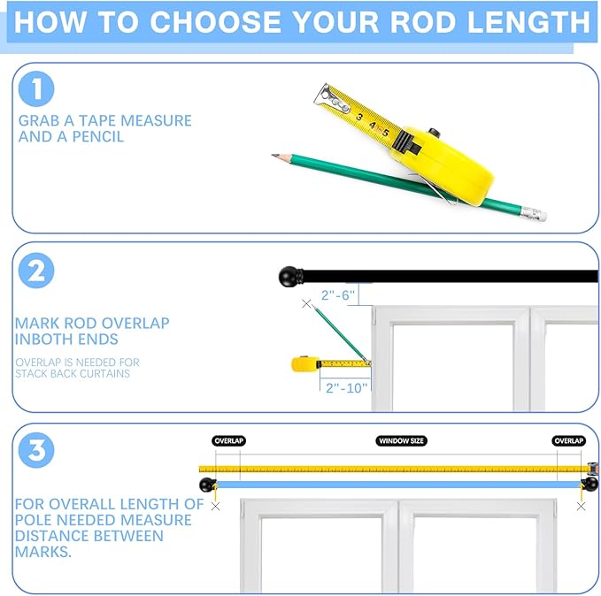 Curtain Rods for Windows 16 to 120 Inches, Curtain Rod Max Adjustable Length of - Image 4