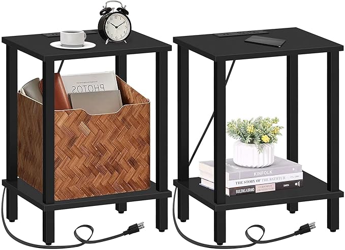 TUTOTAK End Table with Charging Station, Side Table with USB Ports and Outlets by WelcometotheTUTOTAKHome