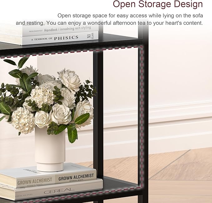 Narrow Side Table for Small Space Set of 2, 3-Tier Small End Table - Image 9
