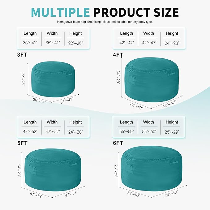 Homguava 3FT Bean Bag Chair: 3' Bean Bags - Image 2