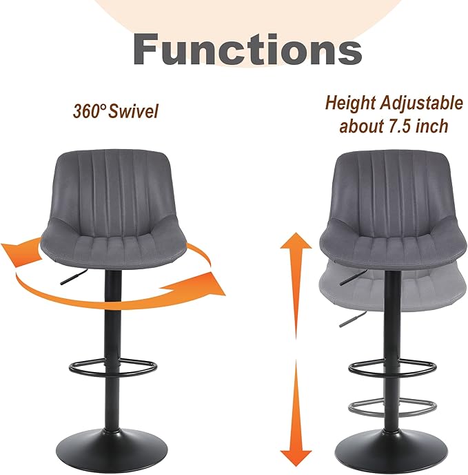 Bar Stools Set of 1, Swivel Counter Height Barstools - Image 7