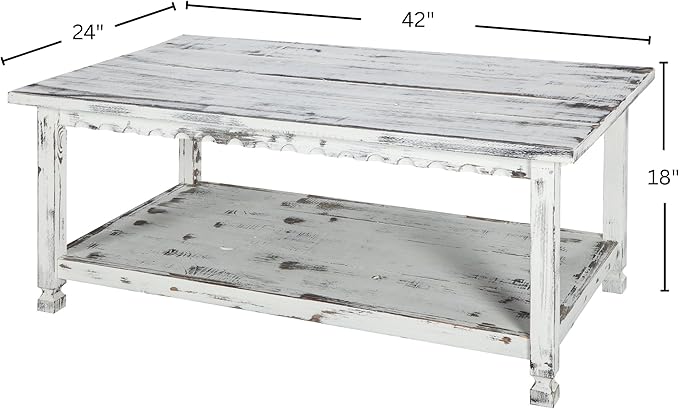 Country Cottage 42-Inch Farmhouse Coffee Table - Image 3