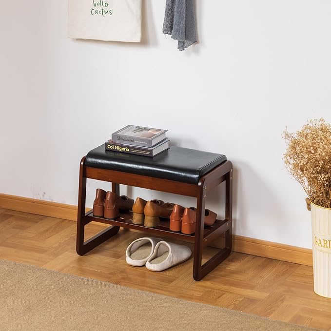 latifolia Solid Wood Bench, Entryway Shoe Bench - Image 2