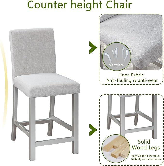 KEIKI 5-Piece Counter Height Dining Table Set - Image 6