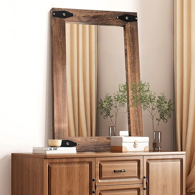 blue page Mirror for Wall, Rustic Wood Mirror - Image 9