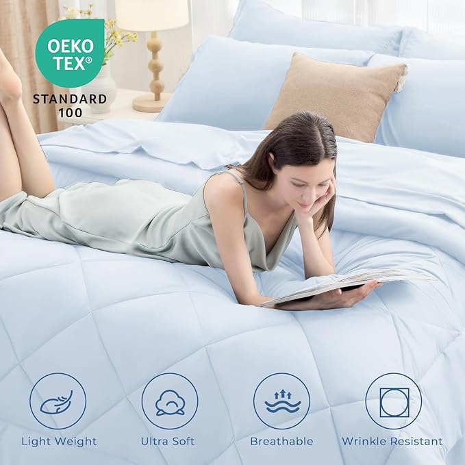 HEVUMYI Light Blue Full Comforter Set - Image 2