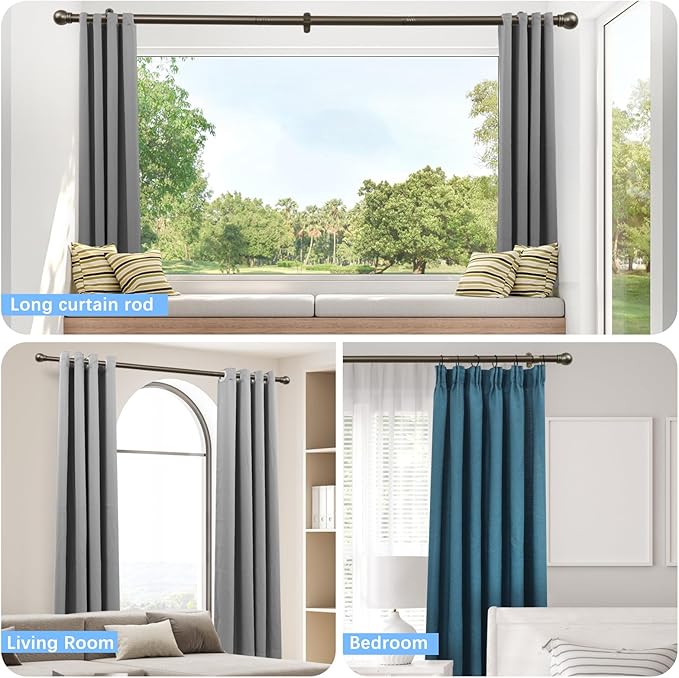Curtain Rods for Windows 16 to 150 Inches, Curtain Rod Max Adjustable Length of - Image 6