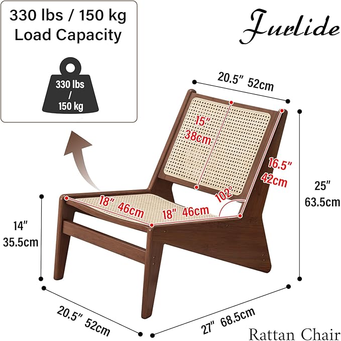 Rattan Chair 2Pcs, Mid-Century Accent Chair, Rattan Lounge Chair - Image 3