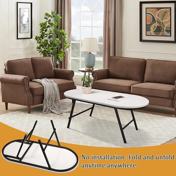 Small Oval Coffee Table Wooden Low Coffee Table - Image 3