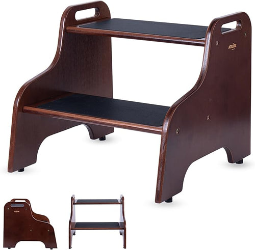 2-Step Wooden Step Stool for Adults & Kids – Non-Slip Bed, and Closet Use – by Unknown