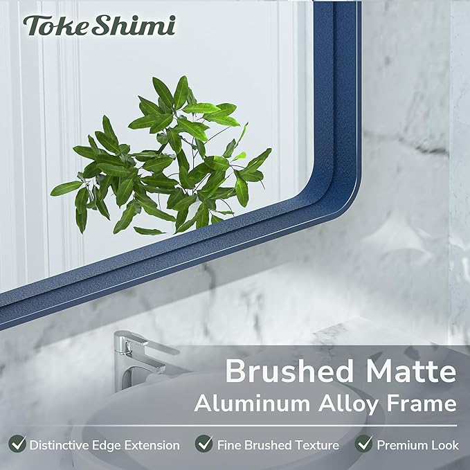TokeShimi 60 x 36 Inch Blue Bathroom Vanity Mirror - Image 3