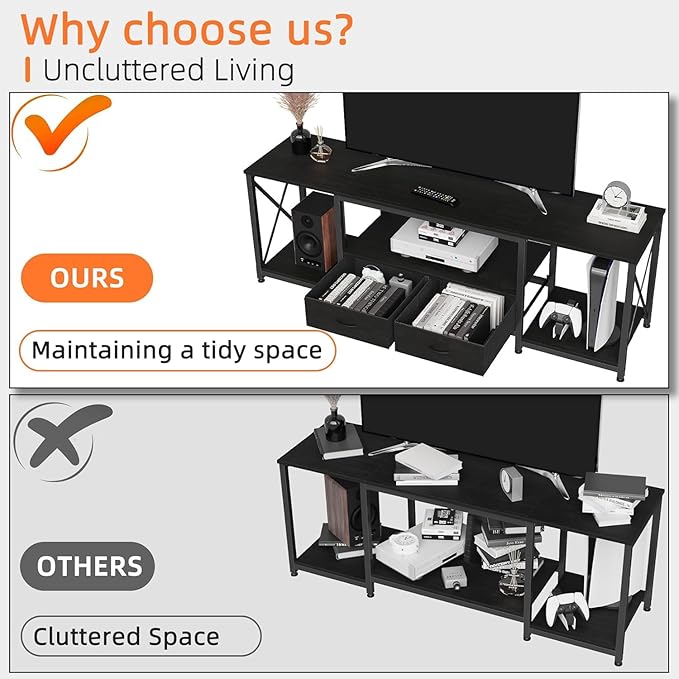 TV Stand with Fabric Drawer for 50 55 Inches TV - Image 2