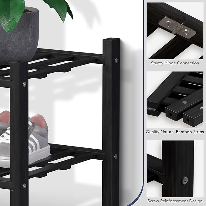 Haddockway 2 Tier Bamboo Shoe Rack Storage Organizer, Small Space 27"x11"x13" - Image 4