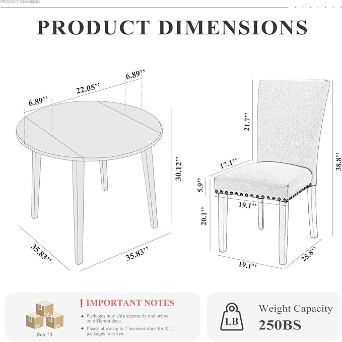 COLAMY 5-Piece Round Dining Table Set - Image 2