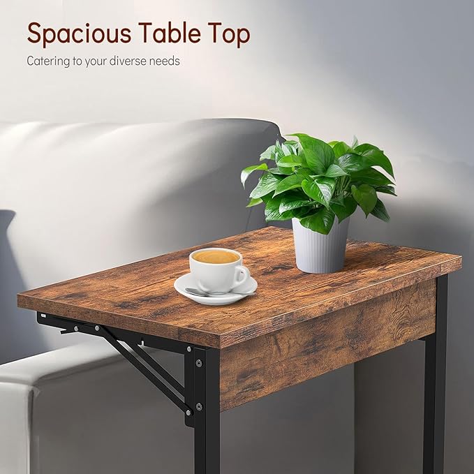 Tatub 24" Folding C Shaped End Table Set of 4, Small Sofa Side Laptop Desk - Image 7