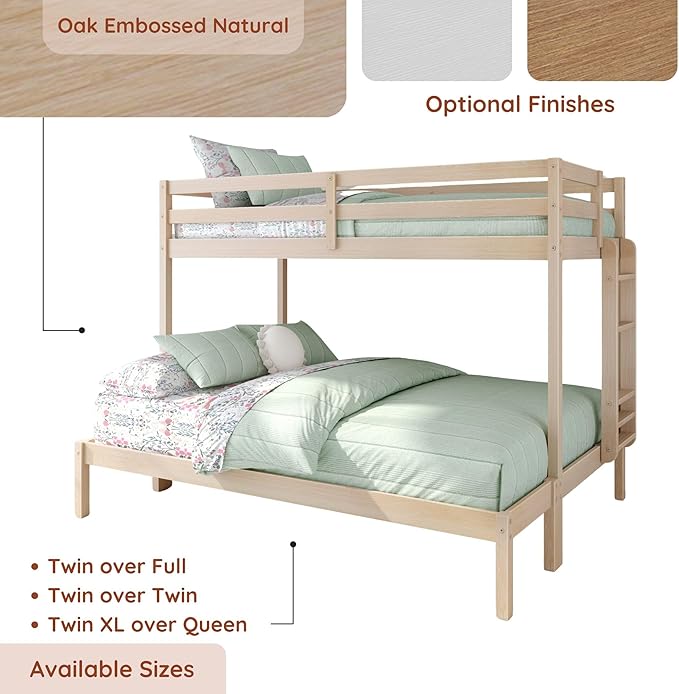 Grain & Grove Bear Twin XL Over Queen Bunk Bed, Sturdy Bunk Bed Frame - Image 7