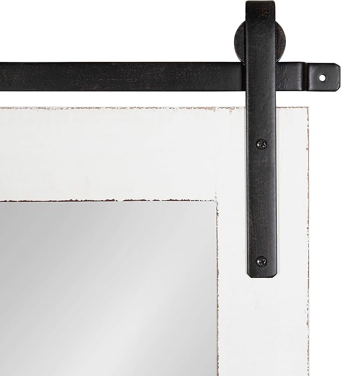 Kate and Laurel Cates Rustic Wall Mirror, Coastal White, Farmhouse Barn - Image 5