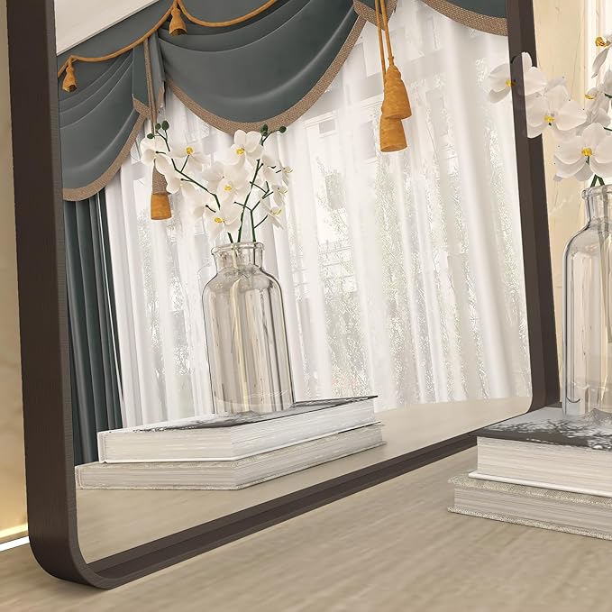 16x24 Bronze Bathroom Mirror, Rounded Rectangle Bronze Frame Mirror, Brushed - Image 7