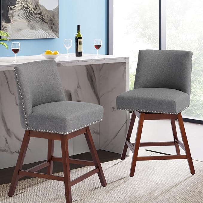 Counter Height Barstools Set of 2, 360° Swivel Bar Stools - Image 8