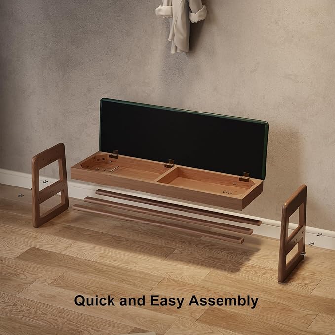 Shoe Rack Bench with Leather Cushion, 2 Tiers Shoe Bench with Flip-Top Storage - Image 2