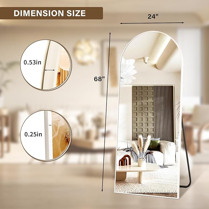 56"x21" Floor Full Length Mirror Standing Full Body Rounded Corner Rectangle - Image 7