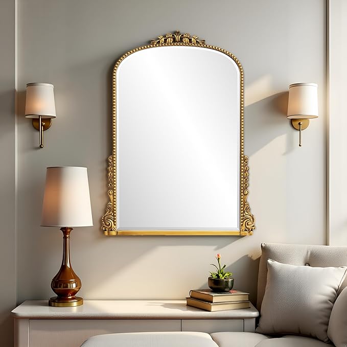 SHYFOY Traditional Gold Wall Mirror, Decorative Antique Wall Mirror, Vintage - Image 2