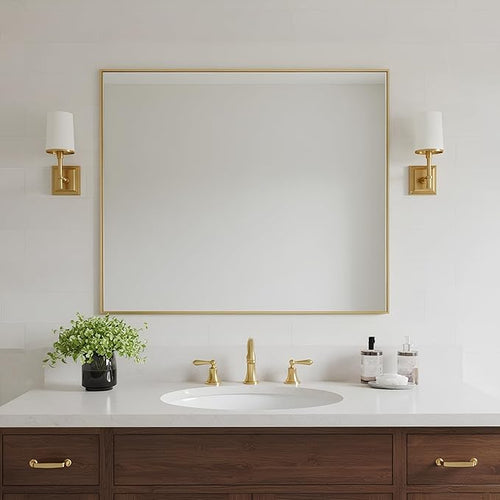 24x32 Inch Brass Bathroom Mirror by Bonverre
