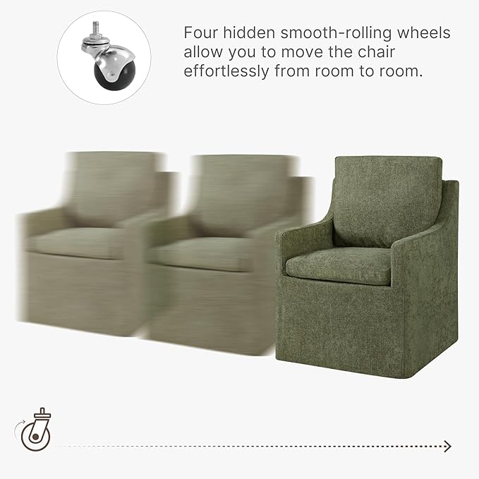 Upholstered Dining Chairs with Casters Easy Assembly Modern Accent Armchair - Image 4