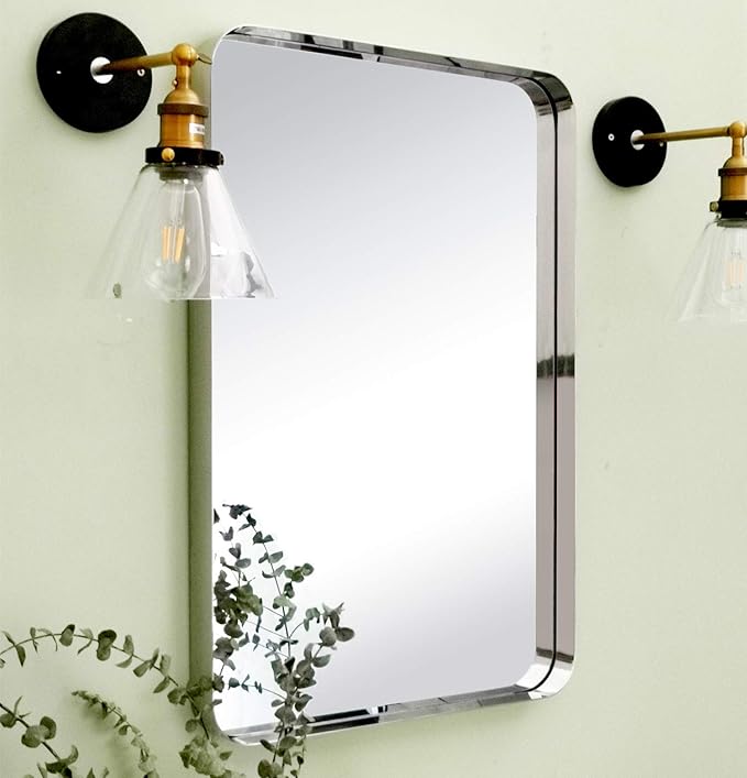 TEHOME 24x36 inch Chrome Metal Framed Bathroom Mirror - Image 2