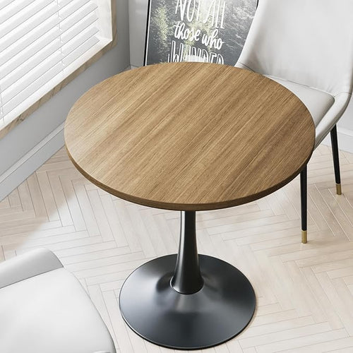 24" Small Tulip Table for 2 Person, Walnut Wood Round Dining Table for Kitchen by Recximi