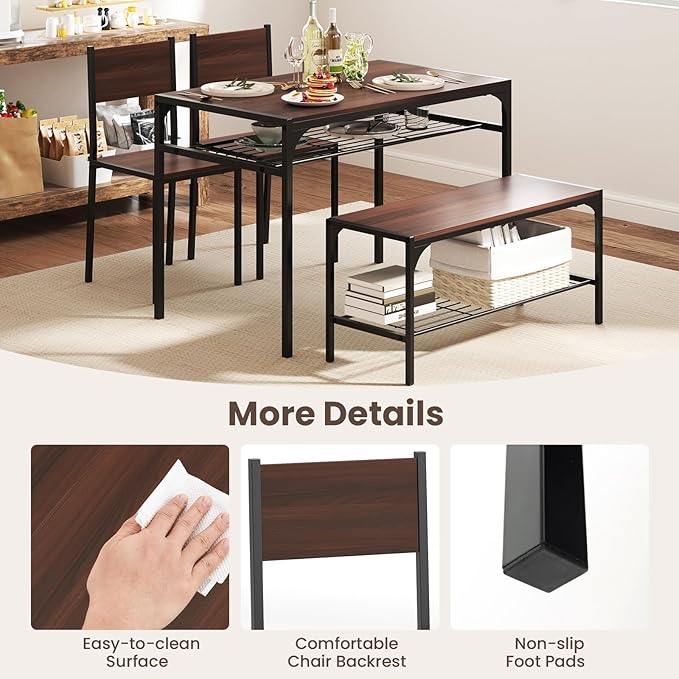 Tangkula Dining Table Set for 4, Kitchen Table and 2 Chairs for 4 - Image 4