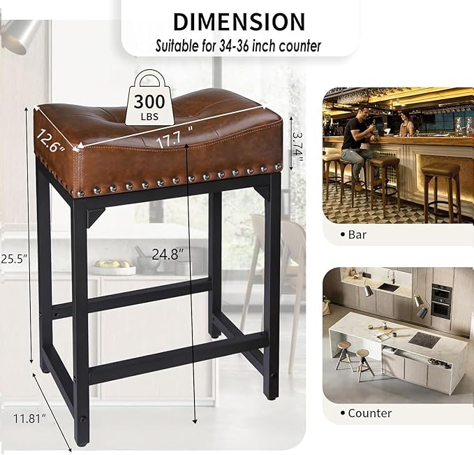 Bar Stools Set of 3, Counter Height Bar Stools - Image 3