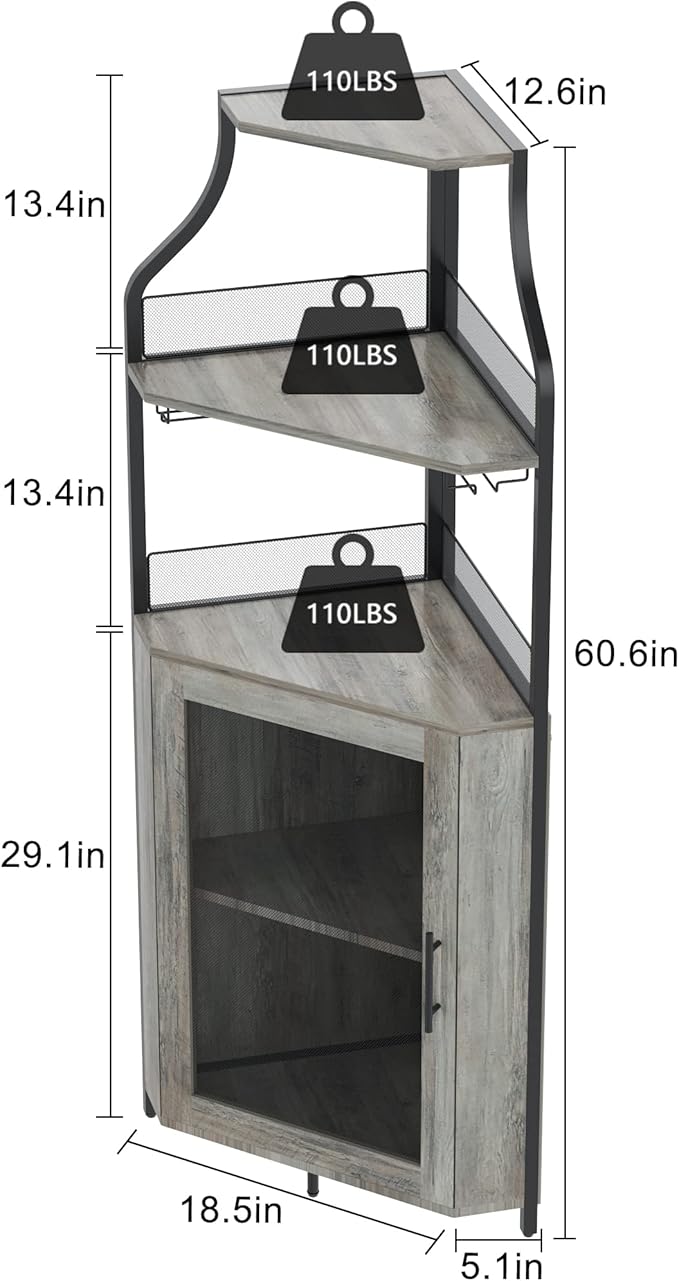GarveeHome Corner Wine Cabinet - Image 2